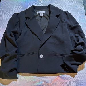 RACHEL ZOE blazer, black ruched sleeve, size S